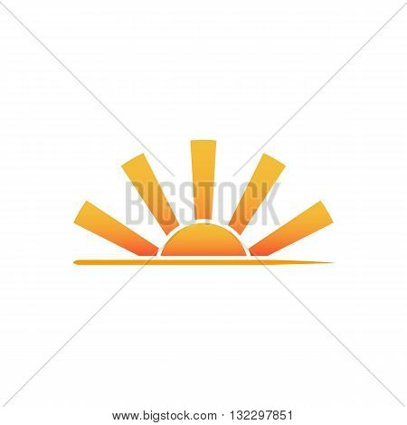 Sunrise landscape logo vector illustration isolated on white background.