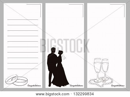 Greeting Cards in vintage style for congratulations on your engagement or wedding. They can be used as invitation cards for wedding and for tenders for the wedding