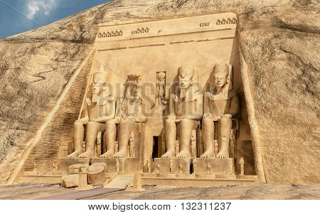 Computer generated 3D illustration with the great temple of Abu Simbel in Egypt