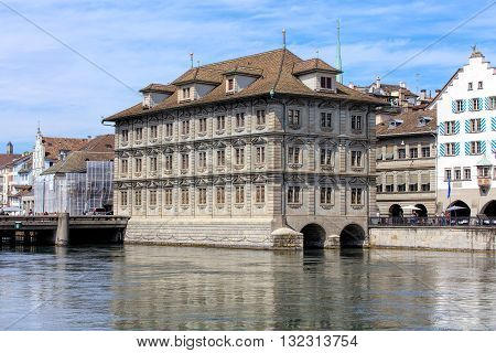 Zurich, Switzerland - 25 May, 2016: Zurich Town Hall building (German: Rathaus). Zurich Town Hall was built during the period from 1694-1698 and currently houses the cantonal parliament and the City Parliament.