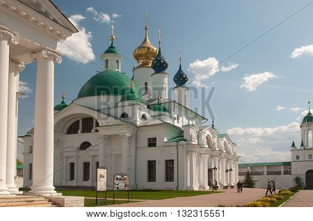 ROSTOV RUSSIA MAY 08. 2016: - Rostov the Great Spaso-Yakovlevsky Dmitriev monastery The Cathedral Of The Conception Of Anne and The Church Of Jacob Of Rostov