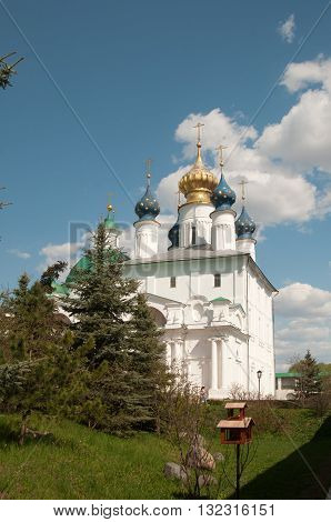 ROSTOV RUSSIA MAY 08. 2016: - Rostov the Great Spaso-Yakovlevsky Dmitriev monastery The Cathedral Of The Conception Of Anne and The Church Of Jacob Of Rostov