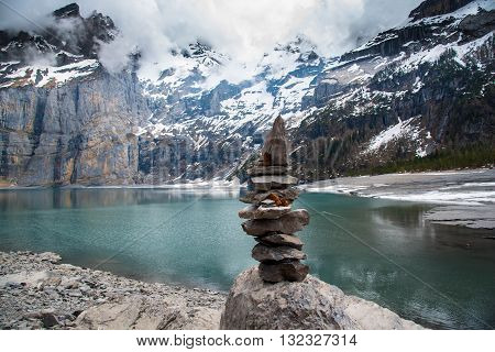 View of Oeschinensee Lake - Kandersteg - Switzerland