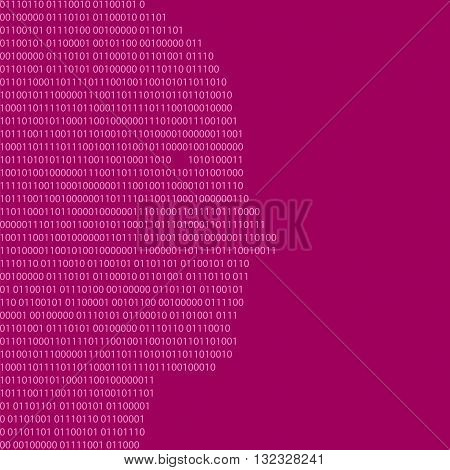 Head profile formed by one and zero. Vector illustration of artificial intelligence robot cyber space virtual creature made by binary code. Concept for tech future machine mind data character