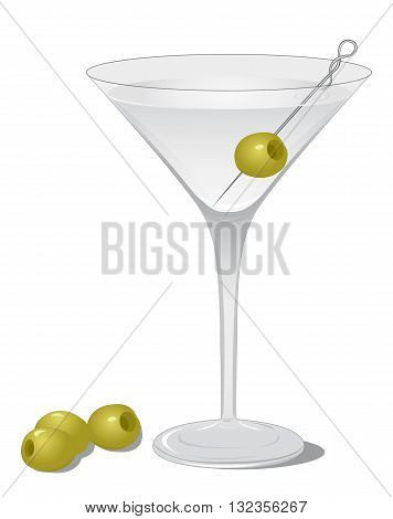 Cocktail Dry Martini isolated on white background