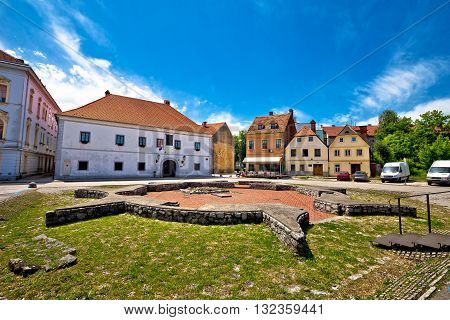 Historic town of Karlovac square view central Croatia