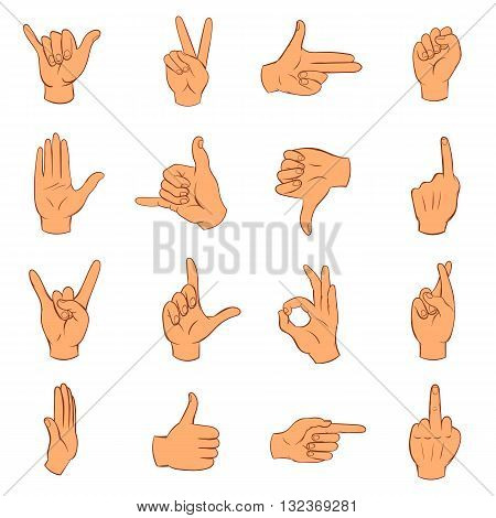 Hand icons set in hand-drawn style isolated on white background