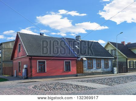 Colored Old Houses In Ventspils In Latvia