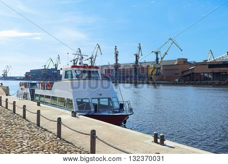 Excursion Ferry On Venta River In Ventspils In Latvia
