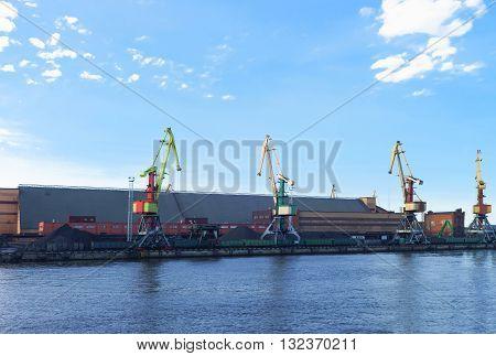 Lifting Cranes At Marina In Ventspils