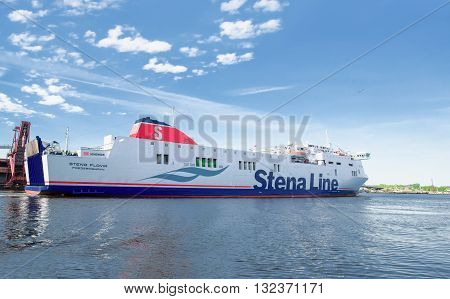 Big Liner In Venta River On Ventspils In Lativa