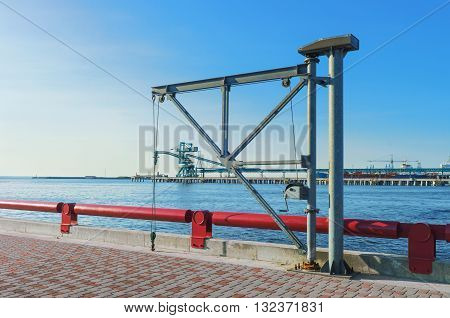 Lifting Crane At Venta River In Ventspils