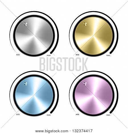 Set of Realistic control the music knob volume.