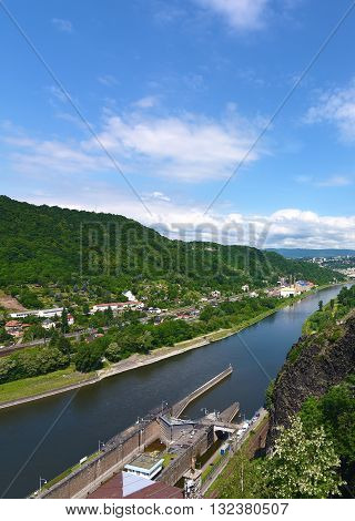 Castle Strekov in valley of river Labe in Usti nad Labem city