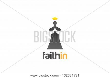 Monk Prayer Praying God Religion Logo Church vector design icon