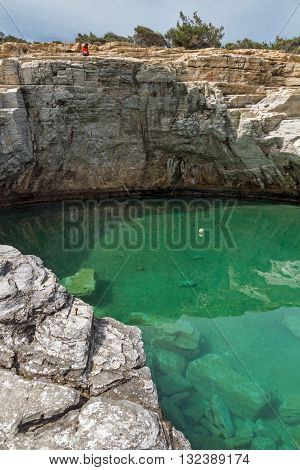 Clean waters of Giola Natural Pool in Thassos island, East Macedonia and Thrace, Greece