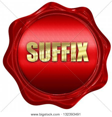 suffix, 3D rendering, a red wax seal