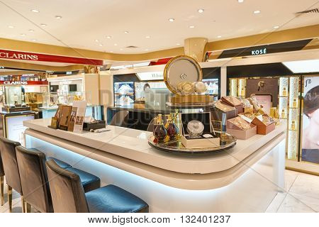 KUALA LUMPUR, MALAYSIA - MAY 09, 2016: inside of Suria KLCC shopping mall in Petronas Twin Towers. Suria KLCC is one of the largest shopping malls in Malaysia