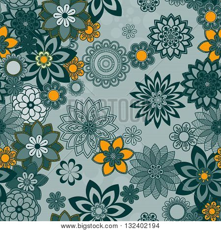 Mandala pattern floral elements decorative ornament. Seamless pattern background. Arab Asian ottoman motifs. Vector illustration