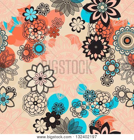 Mandala pattern floral elements decorative ornament. Seamless pattern background. Arab Asian ottoman motifs. Vector illustration