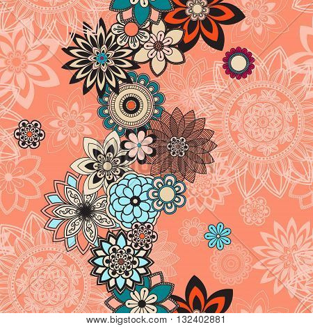 Mandala pattern floral elements decorative ornament. Seamless pattern background. Arab Asian ottoman motifs. Vector illustration