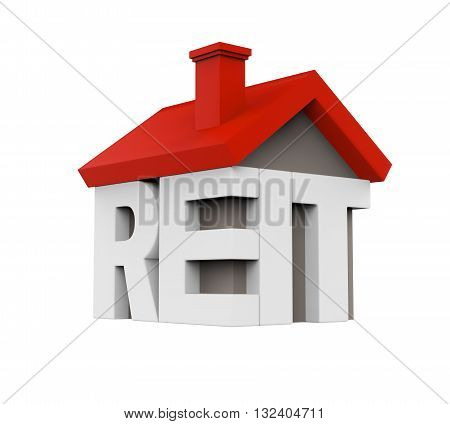 REIT House Icon isolated on white background. 3D render