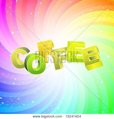 CAFFÈ. Arcobaleno illustrazione 3d.