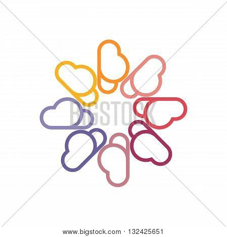 cloud star vector colorful circle symbol icon