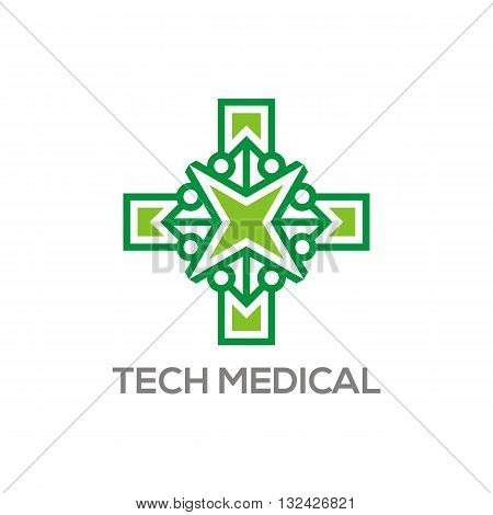 Logo abstract  green arrow connection vector symbol