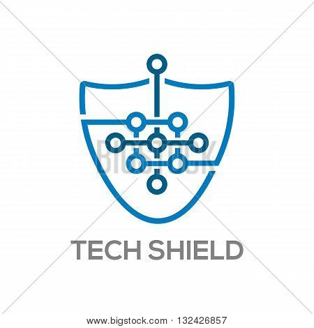 Logo abstract shield connection technology vector symbol