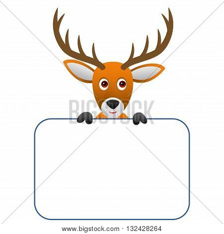 Clipart picture of a deer cartoon character holding a blank board.