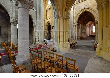 Triel sur Seine France - april 12 2016 : the gothic and renaissance Saint Martin church