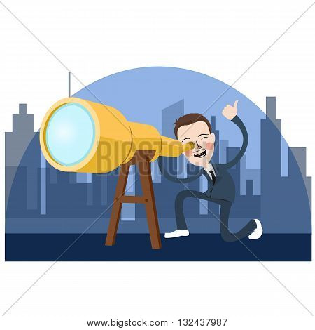 business man looking into telescope search oportunity vector