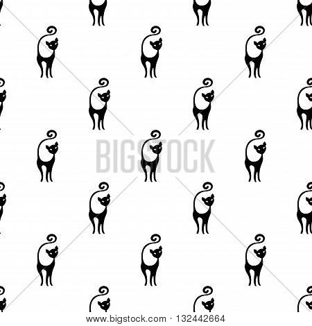Cute seamless black and white pattern with cats