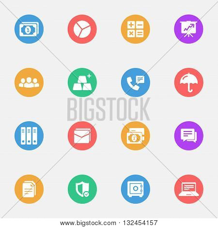 Business and Banking flat icons set of 16