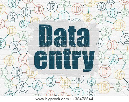 Information concept: Painted blue text Data Entry on White Brick wall background with Scheme Of Hexadecimal Code