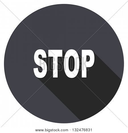 stop vector icon, round flat design button, web and mobile app illustration