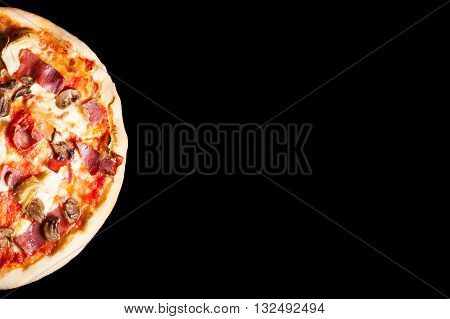 delicious and healthy homemade pizza with mozzarella ham mushrooms and artichokes