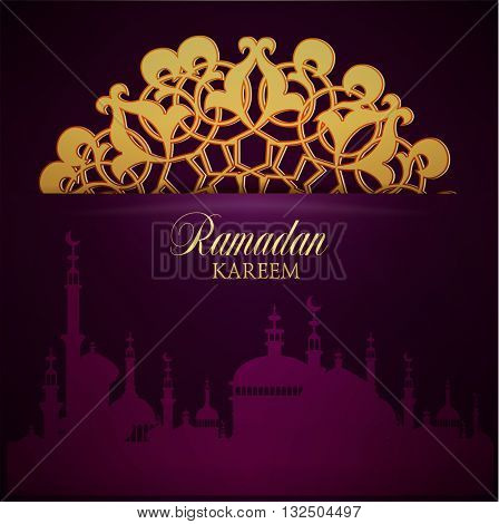 Ramadan Kareem greeting ornate background. Vector Illustration. Eid mubarak. Islamic art design template.