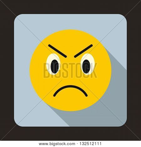 Annoyed emoticon icon in flat style on a light blue background
