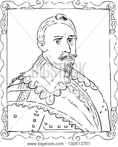 Outline Sketch Of King Gustav Ii Adolf Of Sweden