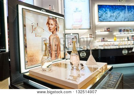 KUALA LUMPUR, MALAYSIA - MAY 09, 2016: inside of Suria KLCC shopping mall in Petronas Twin Towers. Suria KLCC is one of the largest shopping malls in Malaysia
