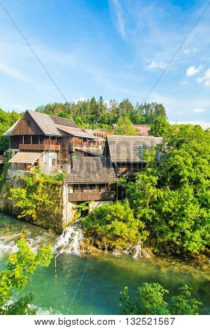 Beautiful village of Rastoke on Korana river near Slunj, Croatia, rural landscape