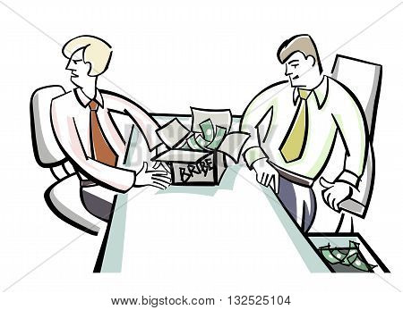 Vector illustration of a bribes to officials