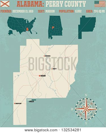 Large and detailed map and infos about Perry County in Alabama