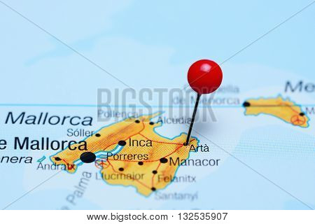 Arta pinned on a map of Spain