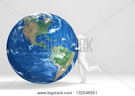 3d Man hugs Earth - America Edition (Elements of this image furnished by NASA)