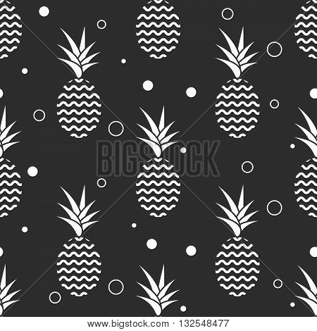 Pineapple simple vetor seamless background. Textile fabric ananas monochrome grey pattern. Baby simple scandinavian style apparel and linen design.