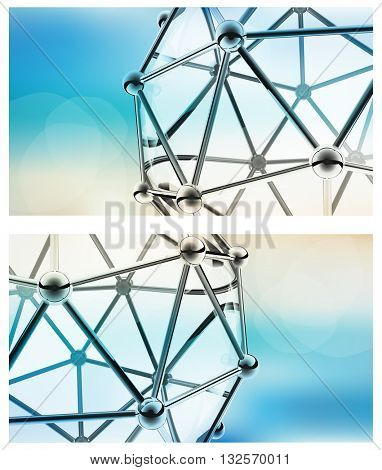 vector scientific 3D model of the molecule an atom of metal and glass