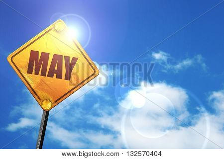 may, 3D rendering, glowing yellow traffic sign 